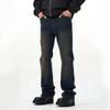 Pantalones retro americanos vibra gris sucio viejo sueltos de pierna ancha otoño modernos ins jeans rectos para hombre