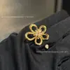 Nuevo anillo de flor de encaje finamente elaborado de Fanjia para mujer, collar de girasol de cinco pétalos hueco de oro V, elegante cadena para la clavícula