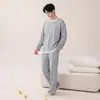 Algodão LyocellPijama Masculino Primavera e Outono Manga Longa Calça Longa Casual Pode Ser Usado Fora Solto Tamanho Grande Roupa de Casa Pode Ser Usado Fora