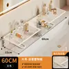 Estante de almacenamiento para grifo, organizador de baño con frente de espejo, instalación sin perforaciones, para lavabo, cosméticos y uso en encimera