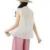 Sudeste Asiático Primavera e Verão Tamanho Plus Soltinho Casual Artístico Retrô Sem Mangas Cor Sólida Camisas Tops Atacado Transfronteiriço