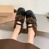 Zapatos de algodón para mujer, zapatos sencillos de felpa, punta cuadrada, boca de algodón, Mary Janes de algodón, con terciopelo cruzado, boca poco profunda, temporada de otoño e invierno, con moda, tacón oculto