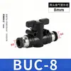 Conector de Mangueira de Ar de PU Pneumático de Engate Rápido Preto/Branco com Válvula de Esfera Manual com Orifício Buc-4/6/8/10/12 Válvula de Ar Interruptor de Válvula de Esfera