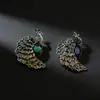 Moda Europea y Americana Nueva Broche de Animal Pavo Real Verde Broche Retro Personalizado de Aleación con Pedrería Pin Creativo Venta al por Mayor