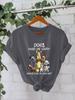 Amazon e-commerce transfronteiriço comércio exterior camiseta de algodão estampada com cachorrinho de desenho animado manga curta solta moda camiseta top mulheres