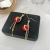 Pendientes de Gancho para Oreja de Celebridad de Internet, Pendientes Sencillos con Borla de Pavo Real Rojo, Femeninos, Elegantes, Versátiles, Clips para Oreja de Novia, Pendientes 440X