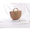 Bolsa de Palha Semi-Circular Nova Estilo Primavera e Verão, Bolsa Simples de Ráfia Trançada à Mão para Mulheres, Bolsa de Praia Casual Retrô para Férias na Praia
