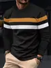 Exportación Transfronteriza Talla Grande Otoño e Invierno Hombres Cuello Redondo Manga Larga Bloques de Color Camiseta Básica Pulóver Camiseta de Manga Larga para Hombres