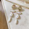 Pendientes Largos de Perlas Irregulares Barroco Francés, Pendientes de Lujo Ligero y de Alta Gama, Pendientes Retro Exagerados de Moda para Mujer