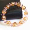Pulseira de Cristal Rosa com Contas Âmbar de Cristal Amarelo 8mm Pulseira de Moda Coreana para Homens e Mulheres
