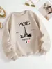 Sudadera de moda para mujer con estampado de la Torre Eiffel de París, Francia, suéter cálido y cómodo para otoño