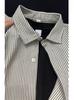 Camisa listrada preta de manga comprida masculina 2025 primavera e outono americano ins estilo preguiçoso elegante jaqueta casual para todos os jogos masculinos