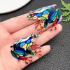 Colgantes de Animales Pintados Multicolores Acrílicos Patrón de Empalme de Bloques de Color Mosaico Adornos Colgantes DIY Accesorios