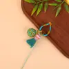 Chaveiro Pingente de Nó de Diamante Gradiente de Hortênsia Exquisito Tecido à Mão Anel de Fio de Algodão Céu Estrelado Pingente de Borla