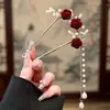 Grampo de Cabelo Vintage para Mulheres, Grampo de Cabelo Metálico de Alta Qualidade em Forma de U com Peônia, Grampo Sofisticado de Nicho, Acessório de Cabelo Estilo Antigo Venda por Atacado