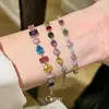 Pulsera de zirconita redonda de colores, terrón de azúcar arcoíris de siete colores, estilo vacacional fresco y refrescante, joyería de lujo ligero y sensación de alta gama