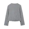 Abrigo Elegante de Moda para Mujer Estilo Europeo y Americano Transfronterizo 2026 con Botones Dorados y Ribete de Cuero con Cuentas 3046827