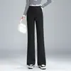 Calça casual versátil com cós elástico e cordão, design outono 2026 slim fit que levanta o bumbum, calça levemente flare, calça esportiva de nicho