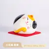 Estatueta de Gato Três Flores Cerâmica Estilo Japonês Mini Gato da Sorte Decoração de Mesa Fofa Criativa Presente para Amigos Boa Sorte