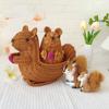 Cesta de almacenamiento de ratán de dibujos animados, cesta de frutas, forma linda, decoración, arreglo floral, portátil, tejida, almacenamiento de bocadillos, frutas secas, pequeña ardilla