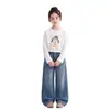 Calça Feminina, Novo Estilo Outono 2026, Calça Reta de Pernas Largas da Moda para Crianças, Roupa de Outono para Meninas, Jeans Vintage para Crianças Maiores