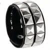 4 Piezas de Venta Directa de Fábrica Exagerados Pulseras para Hombre de Cuero Sintético, Pulseras Punk No Convencionales Europeas y Americanas con Remaches de Púas de Doble Fila