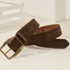 Cinto Retro Americano Y2K para Mulheres, Cinto Moderno Estilo Étnico, Versátil com Jeans, Cinto de Couro Marrom de Alta Qualidade