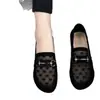 2026 Nuevos Zapatos de Malla Hueca de Verano para Mujer Mocasines de Piel Suave Punta Redonda Tacón Grueso sin Cordones Zapatos de Goteo Mocasines Transpirables