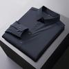 Camisa de Manga Larga para Hombre de Talla Grande Nueva de Primavera y Otoño para Hermano Gordito Sin Marcas Sin Planchar Alta Elasticidad Color Sólido Camisa Casual Talla Extra Talla Grande