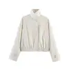 Aliexpress Transfronterizo Otoño 2026 Nuevo Estilo Europeo y Americano Chaqueta Bomber Tricolor con Cuello Alto y Puño Elástico