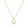 Collar de Cadena de Serpiente Redonda con Colgante de Letra de Aleación Incrustada con Circonita, Letras del Alfabeto de Aleación Transfronteriza Europea y Americana, Colgante de Letra de Aleación, Grabado de Letra Simple Creativo
