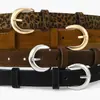Cinturón de Terciopelo con Estampado de Leopardo Piel de Pollo Tendencia Retro Hebilla de Metal Versátil Moda de Gama Alta Decorativo para Pantalones