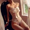 Yurui lencería sexy de encaje tentación transparente hueco sexy mono uniforme abierto traje de una pieza entrega