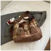 2026 Nuevo Estilo Coreano Otoño e Invierno Cuadros Moda Retro Bolso de Hombro Cruzado Bolso Tote de Gran Capacidad para Viajes Diarios para Mujer