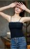 Camisola Larga con Letras para Mujer Cómoda Transpirable Sin Marcas Ropa Interior de Seda de Hielo Top Base de Una Pieza con Almohadilla en el Pecho Espalda Hermosa