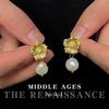 Vintage Light Middle Baroque Alien Freshwater Pearl Brincos Light Luxo High-grade Textura Flor Brincos