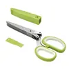 Tijeras de cocina multifuncionales de cinco capas de acero inoxidable para picar cebolletas, verduras, cebollino, cilantro y comida para bebés