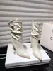 Nuevas botines de moda retro plisados 2026 para mujer, adelgazantes, sexys, con tacones finos, puntas finas y altura hasta la pantorrilla