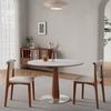 Mesa de Comedor Redonda de Piedra Travertino, Estilo Lujo Ligero para Uso en el Hogar, Mesa Redonda para Apartamentos Pequeños, Mesa de Comedor Retro Simple Color Nogal para Apartamentos Pequeños
