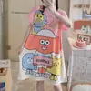 Pijama de verano para mujer de talla grande, diseño de dibujos animados lindo, para damas de talla grande, vestido camisón de seda de leche para el hogar, venta al por mayor