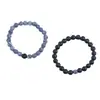 Suministro de joyería popular transfronterizo pulsera de roca volcánica de 8MM y turquesa blanca pulsera de pareja