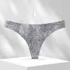 Tanga Feminina Europeia e Americana Sem Costura Peça Única Seda de Gelo Cintura Baixa Yoga Invisível Estampa de Leopardo Respirável Roupa Íntima Feminina