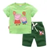 Camiseta de Niños 2023 Verano Nuevo Cerdo Globo Comercio Exterior ins Estilo Coreano Algodón Pantalones Cortos de Manga Corta para Niños Traje de Dos Piezas