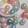 Cuentas Redondas de Queso Dingyi de 16 mm Luna Fría Resina Óptica Galvanizada Cuentas Sueltas con Agujero para Cadena de Teléfono Móvil DIY Accesorios para Abalorios