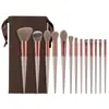 13 conjunto completo de pincéis de maquiagem quatro estações verde cabelo macio pó pincel de sombra para os olhos base maquiagem blush de alto brilho pincel para sobrancelha pincel corretivo