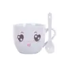 Plato Creativo de Dibujos Animados Estilo Japonés Taza de Cerámica Linda Taza de Leche Taza Taza de Café con Platillo Cara Sonriente Personalizada Esmalte