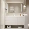 Conjunto de mueble de baño con lavabo integrado de cerámica, nuevo mueble de lavabo minimalista moderno, juego de baño con lavabo