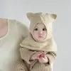 Cuello para bebé de otoño e invierno, gorro lindo con orejas para niños y niñas, gorro cálido a prueba de viento, gorro de lana tejido, gorro infantil