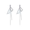 Pendientes de borla triangular de estilo simple y frío de Corea del Sur con aguja de plata S925, pendientes largos geométricos elegantes y de moda.