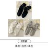 Diseño Trendy de Nicho Japonés Dulce Lindo Lazo de Cinta Color Sólido Crema Calcetines Cortos Popular en Internet Calcetines Cortos